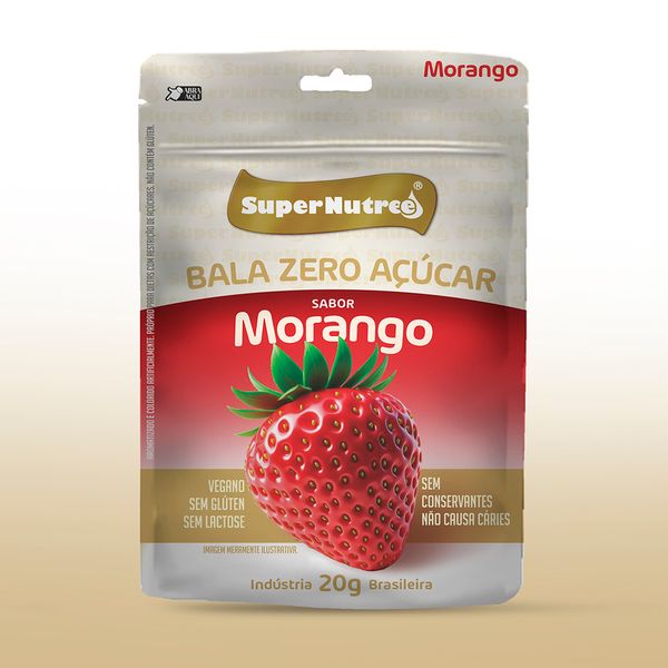 Bala Super Nutree Zero Açucar Morango 20g
